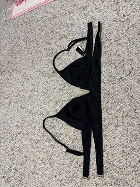 Victoria's Secret Black Bikini Top with Gold Accent